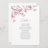 春のピンクの桜。結婚式の座席表 招待状 (正面/裏面)
