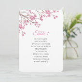 春のピンクの桜。結婚式の座席表 招待状 (スタンド正面)