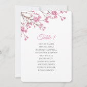 春のピンクの桜。結婚式の座席表 招待状 (正面)
