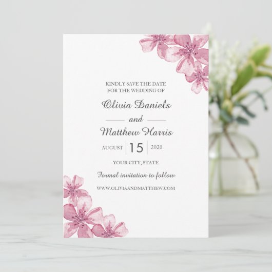 春のピンクの桜。花のウェディング セーブザデート (スタンド正面)