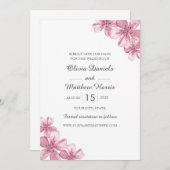 春のピンクの桜。花のウェディング セーブザデート (正面/裏面)