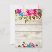 春のピンクの水彩花の木製RSVPカード 出欠カード (裏面)