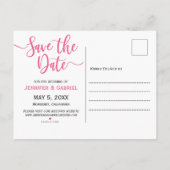 春のピンクの花の木のタイポグラフィー Save the Date 案内ポストカード (裏面)