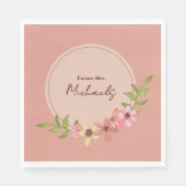 春のピンクの花を飾ったボタニカルパーティー スタンダードランチョンナプキン (正面)