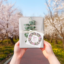 春のピンクの花輪　ありがとう フェイバータグ