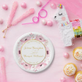 春のピンク ウォーターカラー フローラル ウェディングコレクション ペーパープレート (パーティー)