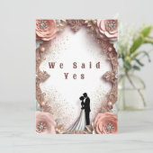 💐 春のピーチフラワーの結婚式とカップル 🌷 招待状 (スタンド正面)