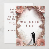 💐 春のピーチフラワーの結婚式とカップル 🌷 招待状 (正面/裏面)