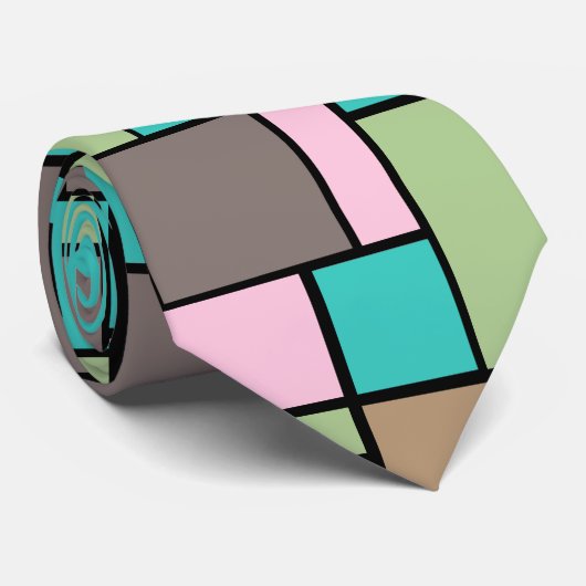春のファッション色の抽象芸術の長方形パターン ネクタイ (ロール)