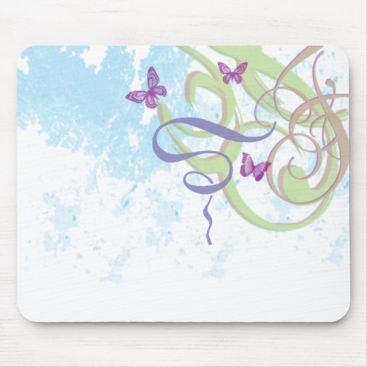 春のファンタジー-渦巻及び蝶-マウスパッド マウスパッド (正面)