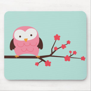 春のフクロウ マウスパッド