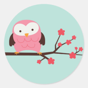 春のフクロウ ラウンドシール
