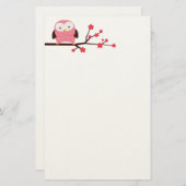 春のフクロウ 便箋 (正面/裏面)