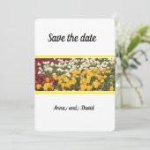 春のフラットなチューリップ Save The Date カード (スタンド正面)