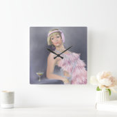 春のフラッパーの柱時計 スクエア壁時計 (ホーム)