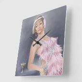 春のフラッパーの柱時計 スクエア壁時計 (傾斜)