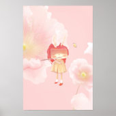 春のフルート: ピンクの衣装のウサギの女の子が音楽を演奏 ポスター (正面)
