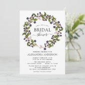 春のブライダルシャワー ブラックベリー フローラルリース 招待状 (スタンド正面)