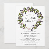 春のブライダルシャワー ブラックベリー フローラルリース 招待状 (正面/裏面)