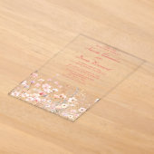 春のブライド ピンクのワイルドフラワーの花嫁衣装 アクリル招待状 (レイダウン)