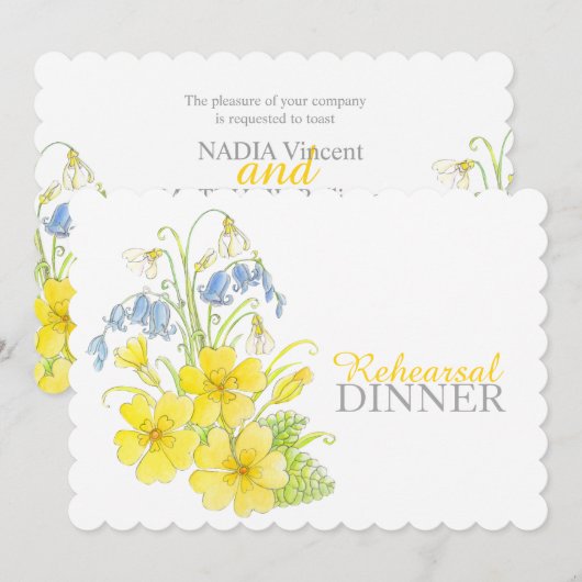 春のブーケのリハーサルディナー招待状 招待状 (正面/裏面)