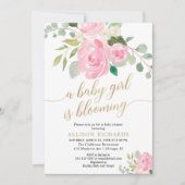 春のベビーガールがピンクの金ゴールドガールシャワーを咲いている 招待状 (正面)