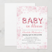 春のベビーシャワー用カード Baby in Bloom 招待状 (正面/裏面)