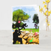 春のペイントボール カード (黄色い花)