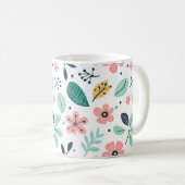 春のボホ風フラワーモチーフ お花 コーヒーマグカップ (正面右)