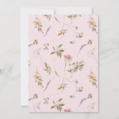 春のボホ ブラッシュ&ゴールド ワイルドフラワーフレーム ウェディング 招待状 (裏面)