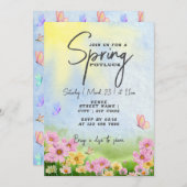 春のポットラック フレンズギビング グリル アンド チル パーティー 招待状 (正面/裏面)