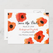 春のポピー花ウェディング セーブ・ザ・デート 案内ポストカード (正面/裏面)
