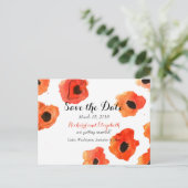 春のポピー花ウェディング セーブ・ザ・デート 案内ポストカード (スタンド正面)