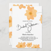 春のポピー ピンクの花のブライダルシャワー 招待状 (正面/裏面)