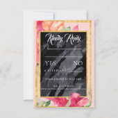 春のポピー ブラックボード ウェディング 返信カード (正面)