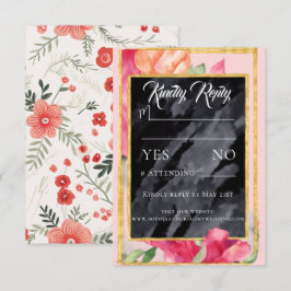 春のポピー 黒板 ウェディング 返信カード