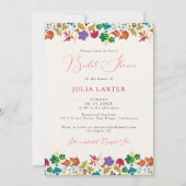 春のマスタードイエロー紫の花のブライズシャワー 招待状 (正面)