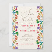 春のマスタードイエロー パープル 牧場の花 ウェディング セーブザデート (正面)