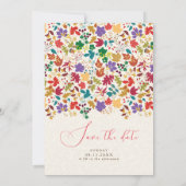 春のマスタードイエロー パープル 牧場の花 ウェディング セーブザデート (裏面)