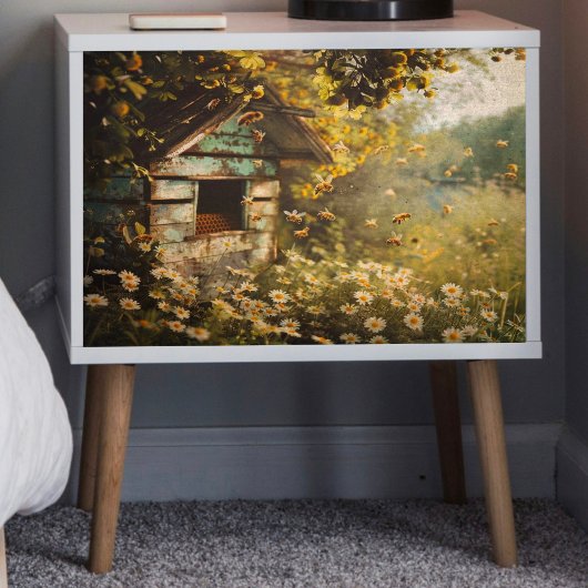 春のミツバチのデコパージュ 薄葉紙