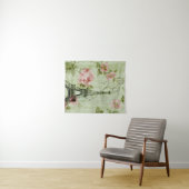 春のミントピンクの花柄フランスパリ エッフェル塔 タペストリー (インサイチュ(横))