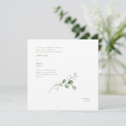 春のモダンな水彩植物スクエア 招待状 (スタンド正面)