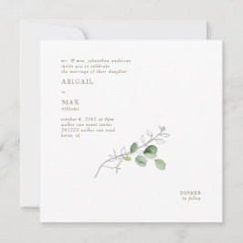 春のモダンな水彩植物スクエア 招待状