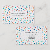 春のモダンな水玉模様ブラシストロークパターン 名刺 (正面/裏面)