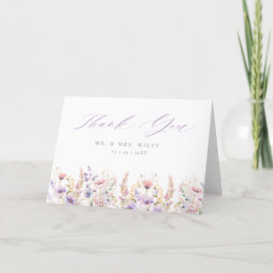春のライラックの野生の花の結婚式 サンキューカード