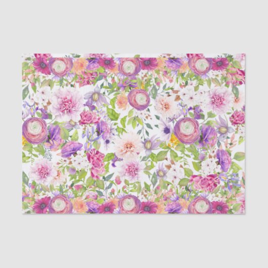 春のラナンキュラスとバラ 薄葉紙 (正面)