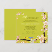 春のラブバード 35周年記念結婚式 招待状 (正面/裏面)