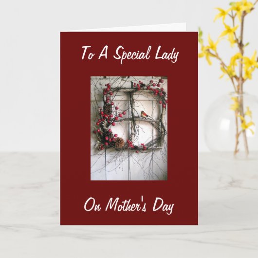 春のリース母の日 カード (黄色い花)