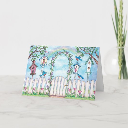 春のロビン-挨拶状 カード (正面)