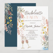 春のワイルドフラワーの牧場 ドライ バチェロレッテ 招待状 (正面/裏面)
